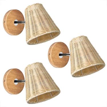 Imagem de 3 Arandela Foco Móvel Fibra Natural Rattan Quarto Nat94