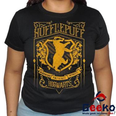 Imagem de Baby Look Lufa Lufa 100% Algodão Harry Potter Blusa Feminina Hogwarts 