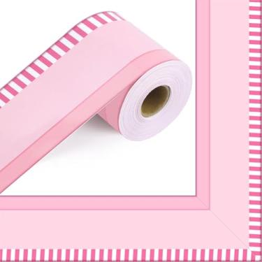 Imagem de Moldura rosa de 23,8 m, quadro de avisos, moldura para quadro de avisos, corte reto, laminado, acabamento de borda, decoração de quadro de avisos para o dia dos namorados, escola, sala de aula, casa