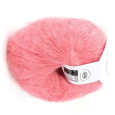 Imagem de TARSHYRY Fio de lã Mohair Macio, Fibra de tricô Premium para Cachecóis, Suéteres, Chapéus, Com Anti-bolinhas, Anti-encolhimento, Lavável à Mão, Fácil Cuidado, 12 Cores Opcionais (32 carne em pó)