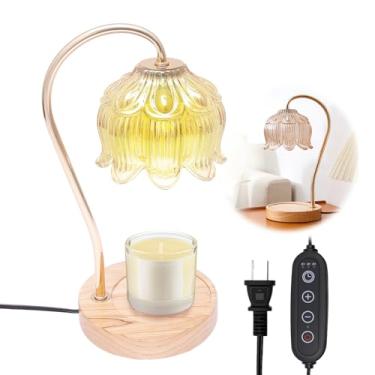 Imagem de UKQRRTC Lâmpada aquecedor de velas com temporizador, lâmpadas de vela de flores com 2 lâmpadas, decoração de quarto de casa, design de segurança sem chama para irmã, mulheres, mãe, namorada, casal
