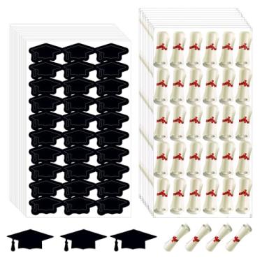 Imagem de 600 peças de selos de adesivos de graduação, adesivos autoadesivos de etiqueta de boné de formatura e adesivos de diploma de graduação adesivos de vedação de chapéu de graduação suprimentos de