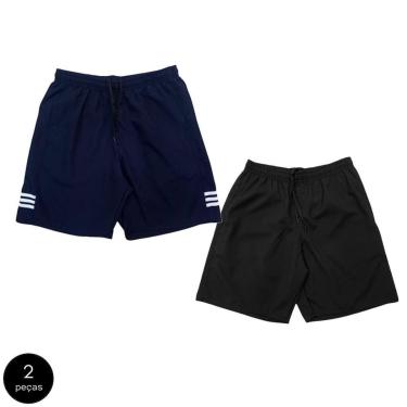 Imagem de Kit 2 Shorts Black Bear Bermudas Básicas Tactel Liso Lisa Masculina Casual-Masculino