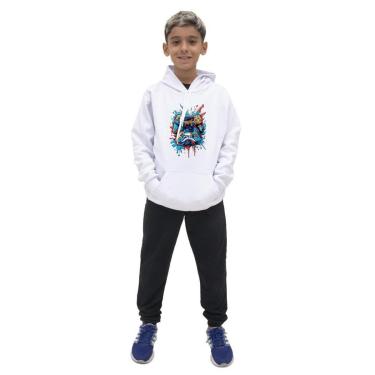 Imagem de Kit Conjunto de Moletom Canguru Com Capuz Ajustavel Menino Estampa Video Game Calça de Frio-Masculino