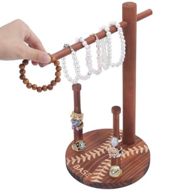 Imagem de WADORN Suporte organizador de colar de gotejamento de beisebol ou softball, suporte multifuncional para exibição de anel de campeonato, suporte de anel de softball, com base reforçada para jogadores