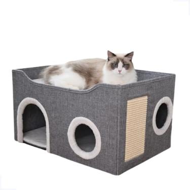 Imagem de Casinha Cama Dobrável Portátil Cães Gatos Arranhador Pet