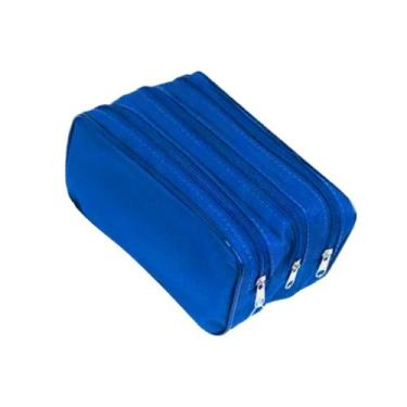 Imagem de Estojo Triplo Liso Escolar Grande C/ Borda Várias Cores- JKF - JKF Est