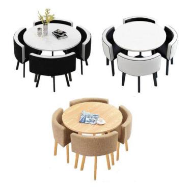 Imagem de Conjunto Mesa Minimalista Com 4 Cadeiras Compacta 1m2 - ABM, branca re