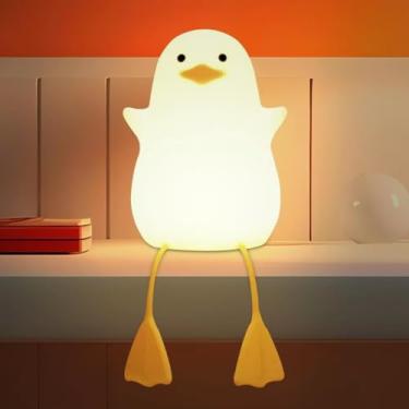 Imagem de Luminária Noturna Touch de Silicone com LED - Recarregável USB - Com Timer e Sensor de toque- Luz Suave, Abajur, Decoração para quarto - (Patinho)