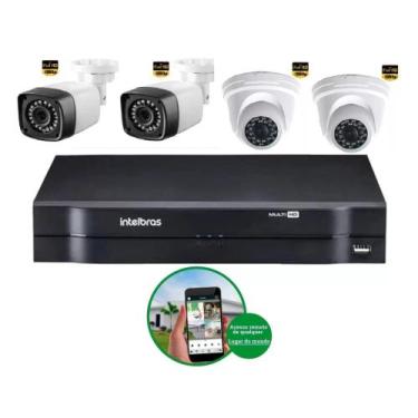 Imagem de Kit 4 Câmeras De Segurança Residencial Full HD 2MP Dvr Intelbras mhdx 