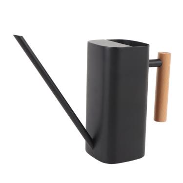 Imagem de YOUTHINK Regador Moderno, Regador de Plantas Com Bico Longo de Aço Inoxidável Com Alça de Madeira Confortável para Uso Interno e Externo (Preto 800ML)