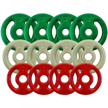 Imagem de Kit com Anilhas Emborrachadas - ( 4x3Kg - 4x2Kg - 4x1Kg)-Unissex