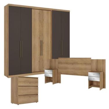 Imagem de Guarda Roupa Casal Passione Ultra 6 Portas Capuccino Cacau com Cômoda 