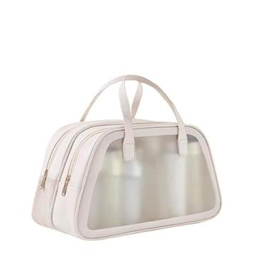 Imagem de Nécessaire Organizadora de Cosméticos em PU – Grande Capacidade, Impermeável, com Compartimentos Independentes para Viagem(BRANCO)