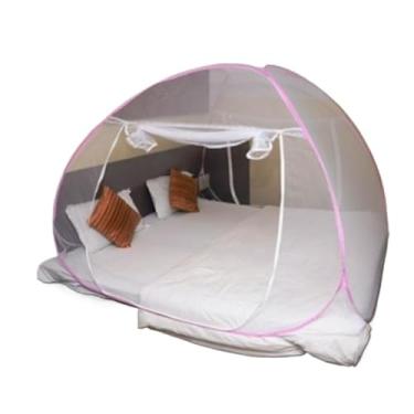 Imagem de Mosquiteiro Tipo Tenda Dobrável para Cama Casal e Solteiro | Rede Anti-Mosquito Portátil com Estrutura de Aço | Fácil de Montar(1.8mX2.0m aleatório)