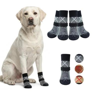 Imagem de Meias antiderrapantes para cães para evitar lamber patas, sapatos para cães de dois lados para pavimento quente/frio, melhor protetor de pata para controle de tração em piso de madeira, botas de