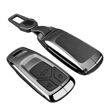 Imagem de Liga De Zinco Moda Carro Controle Remoto Chave Caso Capa Compatível Com Audi Q3 A4 A5 Q5 Q7 Sq7 8w S4 S5 Tt Tts 8s Rs Tfsi Chaveiro Acessórios(B-gun black chain)