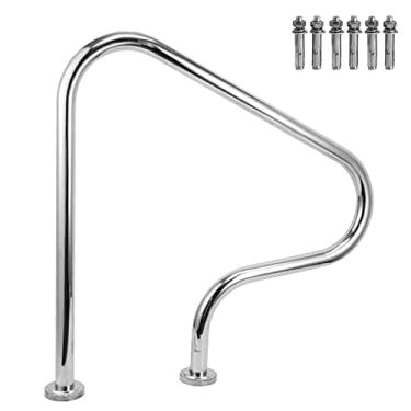 Imagem de AkosOL Corrimão de piscina deslizante sob segurança spa natação trilho de mão para adultos, corrimão de piscina de aço inoxidável para degraus, parque aquático interno ao ar livre, capacidade de carga