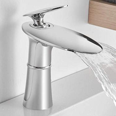 Imagem de Torneira misturadora de lavatório cachoeira torneiras de pia de banheiro torneira de lavatório quente e frio torneira de latão banheiro banheiro sob balcão torneira de lavatório - preto (cor: escovado