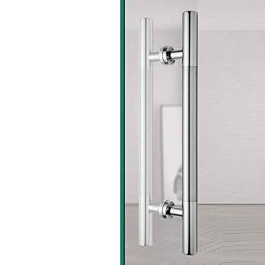 Imagem de Punho de porta de 38 mm de diâmetro do tubo - maçaneta de porta de vidro dupla face, maçaneta de porta de celeiro de aço inoxidável, para casa/loja/garagem/escritório - prata - 6 tamanhos (tamanho