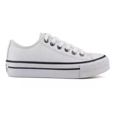Imagem de Tenis All Feminino Cano Baixo Star Authentic plataforma couro branco -