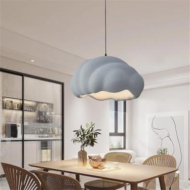 Imagem de Luminária pendente moderna para sala de jantar, estilo japonês Wabi-sabi, lustre criativo branco com aparência de cimento e concreto, base E27, ideal para sala de jantar, cozinha, café, ilha