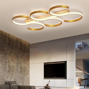 Imagem de Luminária de teto LED moderna para sala de estar, quarto, sala de jantar, escritório ou sala de estudos (grande), com controle remoto e intensidade regulável.