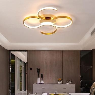 Imagem de Luminária de teto LED moderna para sala de estar, quarto, sala de jantar, escritório ou sala de estudos (tamanho médio) com controle remoto e intensidade ajustável.