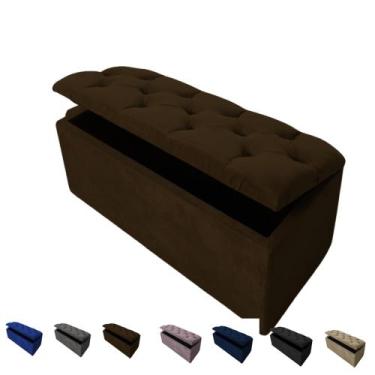 Imagem de Puff Baú Solteiro Pé de Cama Suede Decorativo Organizador Para Quarto 