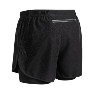 Imagem de Shorts De Corrida Masculinos Pretos 2 Em 1 Camada Dupla Para Fitness, 