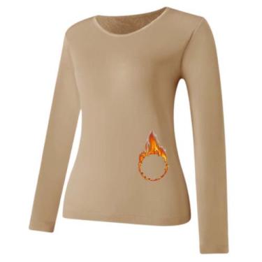 Imagem de Camiseta Térmica Feminina Para Frio Segunda Pele Cor Bege Tamanho Únic