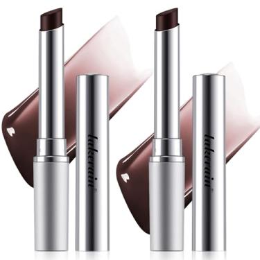 Imagem de LYBHDAFA 2 peças de protetor labial preto transparente – hidratante mel quase batom para todos os tons de pele, fórmula nutritiva hidratante com tonalidade cereja preta natural, acabamento