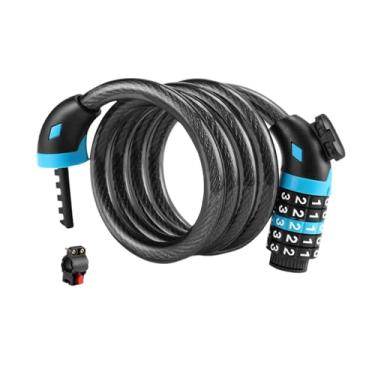 Imagem de oshhni Cadeado de cabo com senha, 5 dígitos, sem chave, para esquis, patinetes, skates e acessórios para adultos, Azul