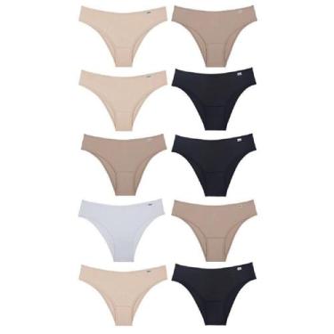 Imagem de Kit 10 Calcinhas Biquíni Microfibra sem estampa Del Rio, Areia, Mousse