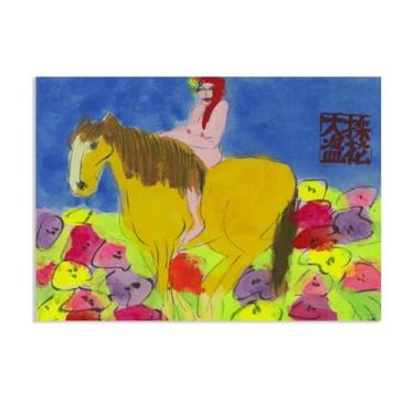 Imagem de SDYJ6GSW Walasse Ting Wall Art Bare Back Rider Impressão em tela giclée de famosa pintura abstrata colorida presente para decoração de quarto de banheiro moderno 85 x 60 cm (33 x 24 polegadas) pôster