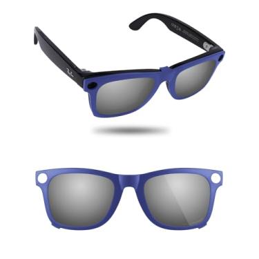Imagem de Fiskr Óculos de sol polarizados Clip-On para Ray-Ban Meta Wayfarer RW4006 e Gen 2 RW4012 (50-22), clipe antirreflexo em óculos, Prata metálica., 50*22mm
