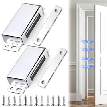 Imagem de Yaocom Fecho magnético de porta de 68 kg, aço inoxidável, resistente, magnético, para armário, armário, cozinha, banheiro, quarto, automático (2 peças, 4,02 polegadas)