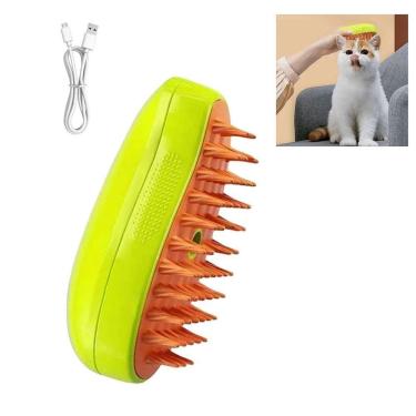 Imagem de Escova A Vapor Pet Cao Gato Cachorro Bateria Recarregavel Eletrica Remove Pelo Animal De Estimaçao Higiene Limpeza