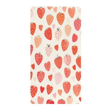 Imagem de Blueangle Lençol de berço padrão para berço infantil - Lençóis de algodão macio e respirável com morangos fofos (498)