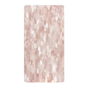 Imagem de Blueangle Lençol de berço padrão para berço infantil - Lençóis de algodão macio e respirável com textura de glitter rosa (123)
