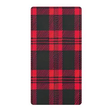 Imagem de Blueangle Lençol de berço padrão para berço infantil - Lençóis de algodão macio e respirável com xadrez vermelho e preto (843)