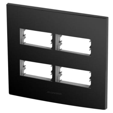 Imagem de Placa 4 Módulos + Suporte 4X4 - Inova Preto Fosco - 85731 - Alumbra