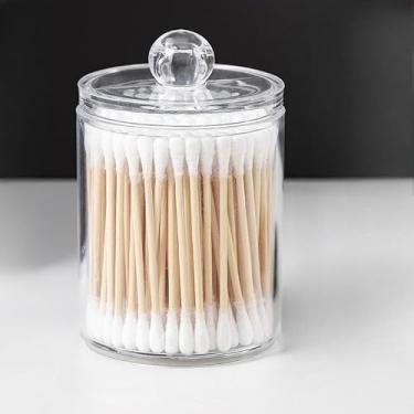 Imagem de Suporte de cotonete transparente de acrílico - Recipiente de armazenamento de cotonete - Dispensador de palitos de dente - Caixa de cotonete de maquiagem - Organizador de cosméticos