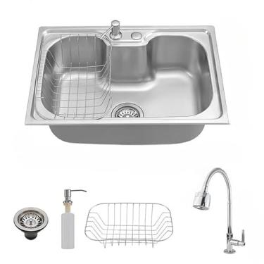 Imagem de Cuba Dupla Gourmet Cozinha Aço Inox Com Acessórios 60cm×40cm(E1)