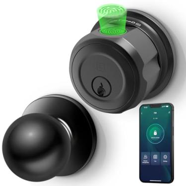 Imagem de GeekTale Fechadura de impressão digital com maçaneta de porta de passagem, maçaneta de porta de impressão digital, fechadura inteligente, trava de porta inteligente, torção para travar e desbloquear