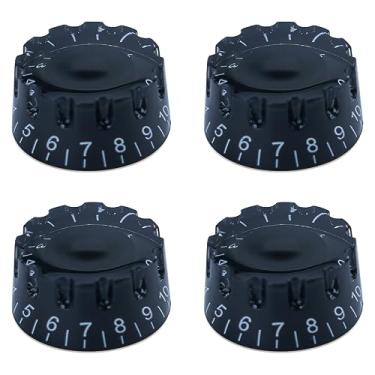 Imagem de 4 peças Pro Metric Size 18 estrias puxadores de guitarra preto serrilhado velocidade volume tom controle forma coroa botão para guitarra elétrica Epiphone Les Paul SG Ásia Import Guitar Bass Split