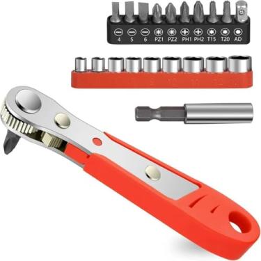 Imagem de Conjunto de Chave Catraca Reversível com 21 Peças e 36 Dentes Kit Parafusso Offset Alta Torque 1 4 Acoplamento Soquete Bits Ideal para Reparos em Espaços Restritos Projetos DIY