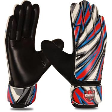 Imagem de FIGHTSENSE Luvas de goleiro de futebol para crianças e meninos, luvas de goleiro de futebol, palma de látex de 5 mm, respirável, antiderrapante forte, proteção de pulso dupla (vermelho, tamanho 8