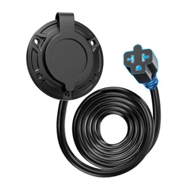 Imagem de Plugue de porta CA 20A 125 V, plugue de entrada de energia em terra RV resistente de 12 AWG com adaptador de lâmina T 5 em 1 e cabo de extensão de 3,6 m, caixa de tomada de entrada de energia CA à