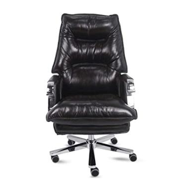 Imagem de Cadeira de escritório em casa, ergonômica, reclinável, cadeira de mesa de computador, couro sintético, almofada grossa, altura ajustável, encosto alto, cadeira executiva